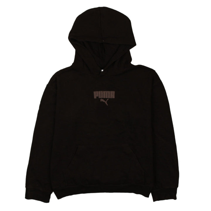 Puma Boys Black Pullover Hoodie 14-16 Years Regular Fit Fleece Sweatshirt