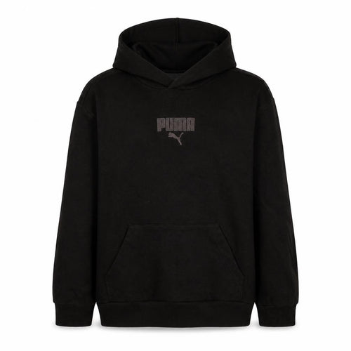 Puma Boys Black Pullover Hoodie 14-16 Years Regular Fit Fleece Sweatshirt