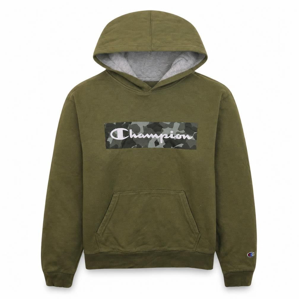 Champion Boys Green XL Camouflage Logo Pullover Hoodie Sweatshirt