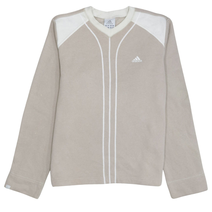 Adidas Boys Beige V-Neck Pullover Sweatshirt Size 176 Long Sleeve