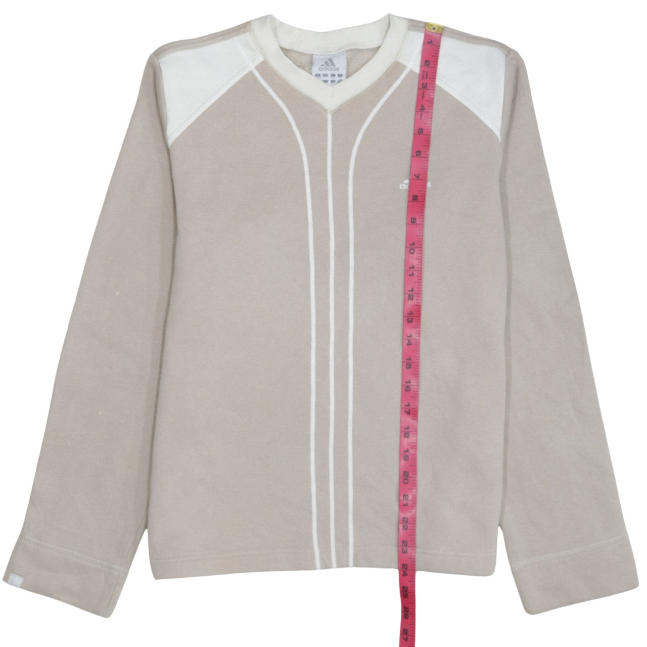 Adidas Boys Beige V-Neck Pullover Sweatshirt Size 176 Long Sleeve