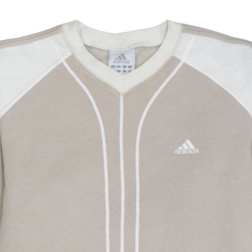 Adidas Boys Beige V-Neck Pullover Sweatshirt Size 176 Long Sleeve