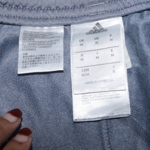 adidas Men's Blue Track Pants M Regular Fit Elastic Waist Activewear