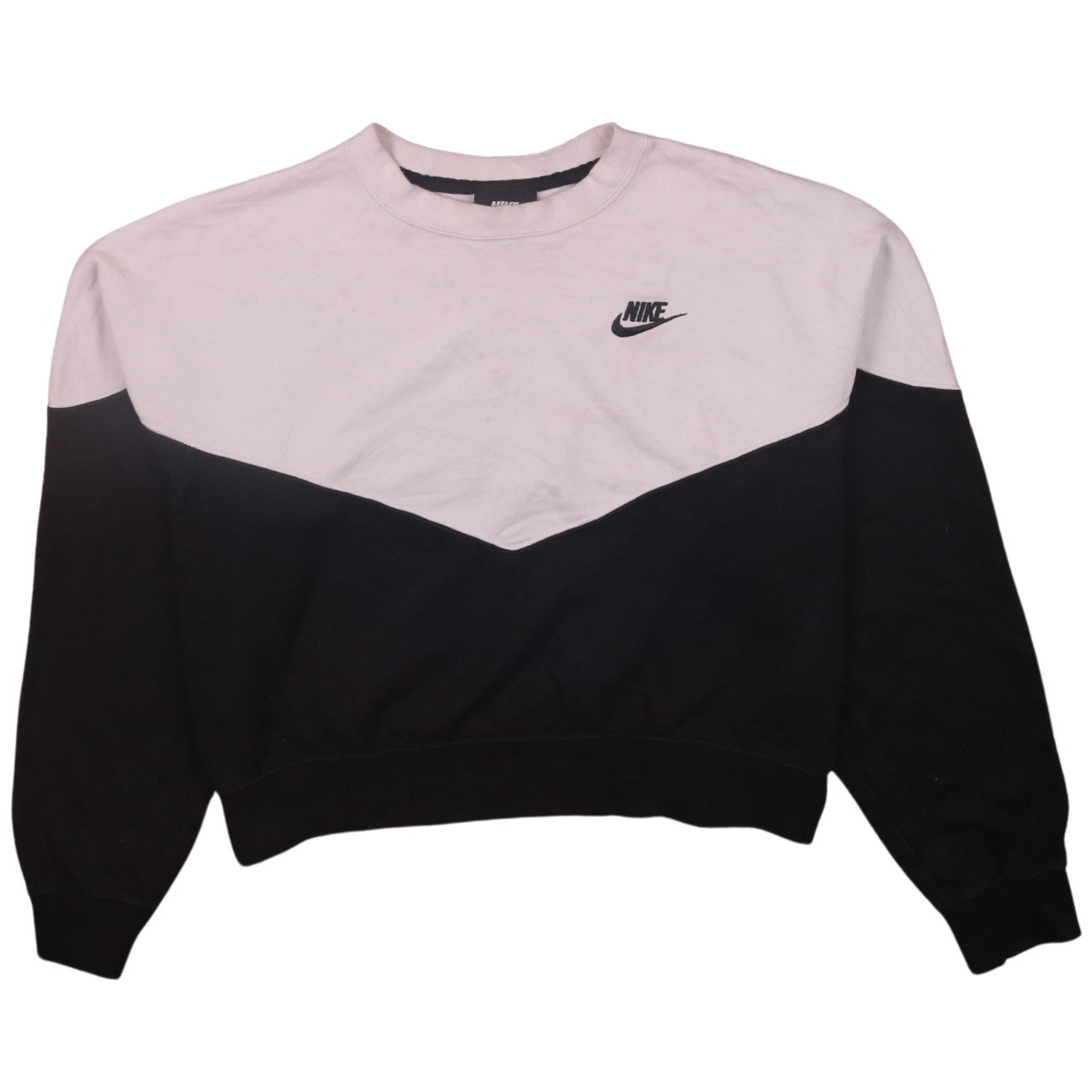 Nike Women Black and White Colourblock Crew Neck Pullover Sweatshirt XXL