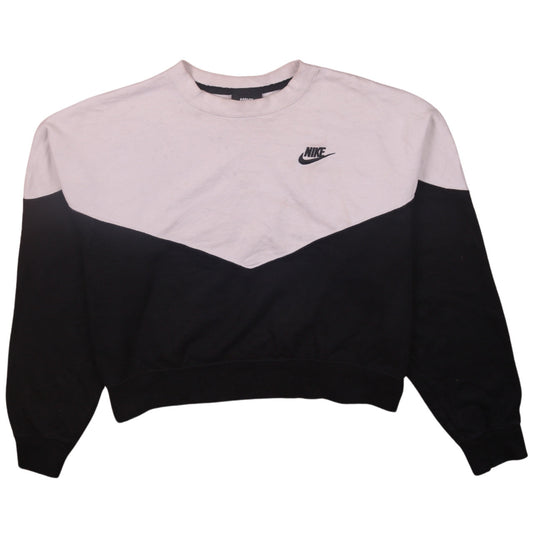 Nike Women Black and White Colourblock Crew Neck Pullover Sweatshirt XXL