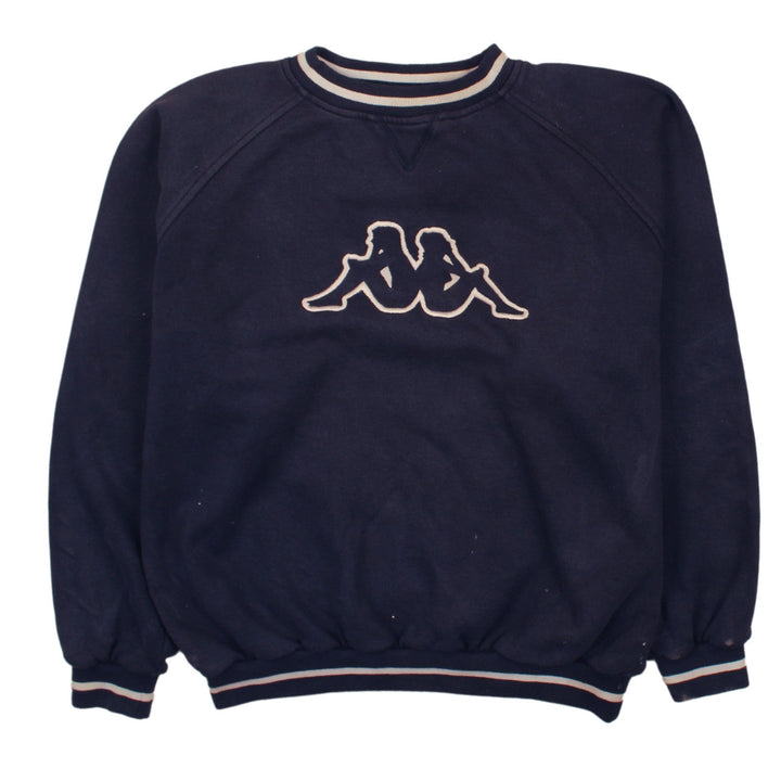 Kappa Mens Blue Large Logo Crew Neck Pullover Sweatshirt