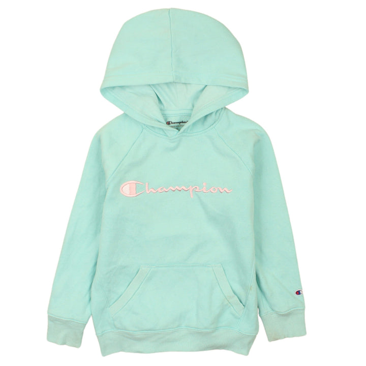 Champion Girls Aqua Blue Pullover Hoodie Small - Embroidered Logo, Fleece Lined
