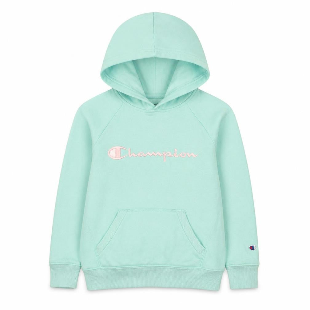 Champion Girls Aqua Blue Pullover Hoodie Small - Embroidered Logo, Fleece Lined