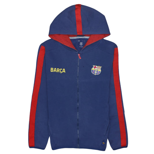 FC Barcelona Men's Blue XL Full Zip Hoodie with Logo