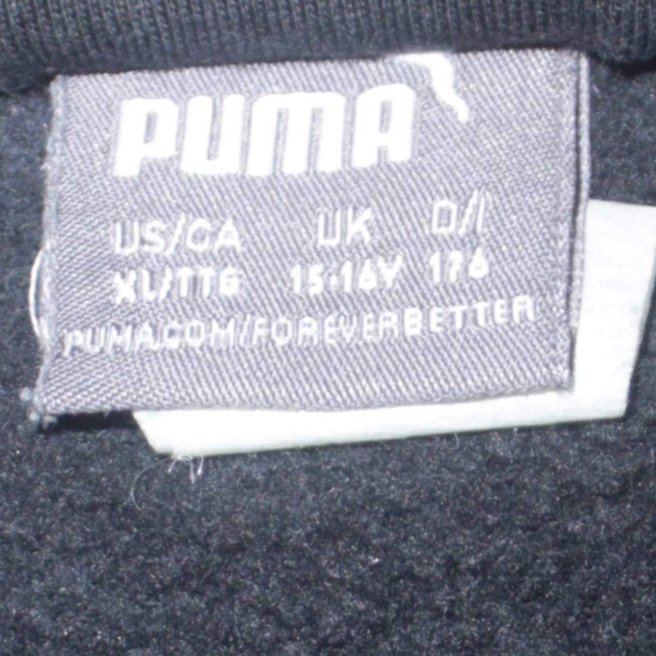 Puma Boys Black Full Zip Hoodie 15-16 Years Sportswear Logo Cotton Blend