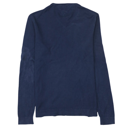 Tommy Jeans Men’s Blue V-Neck Cotton Blend Jumper Size S