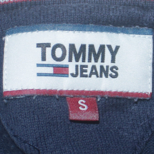 Tommy Jeans Men’s Blue V-Neck Cotton Blend Jumper Size S