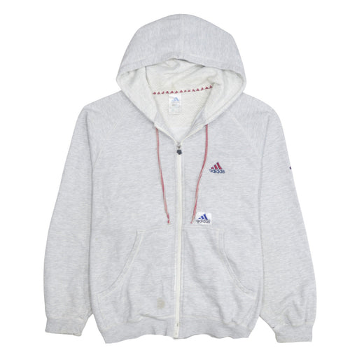 Adidas Womens Grey Full Zip Hoodie Medium Cotton Blend Logo