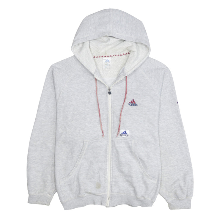 Adidas Womens Grey Full Zip Hoodie Medium Cotton Blend Logo