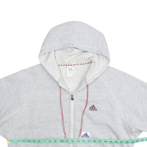 Adidas Womens Grey Full Zip Hoodie Medium Cotton Blend Logo
