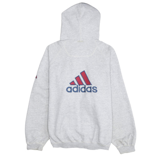 Adidas Womens Grey Full Zip Hoodie Medium Cotton Blend Logo