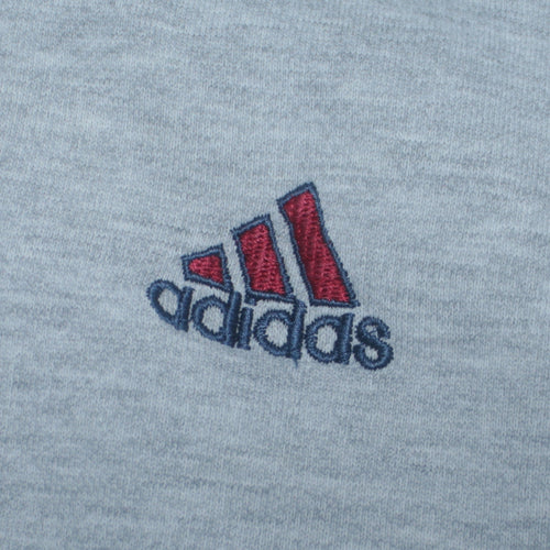 Adidas Womens Grey Full Zip Hoodie Medium Cotton Blend Logo