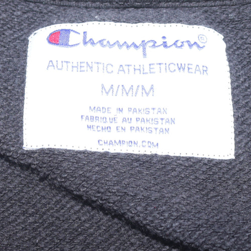 Champion Men's Black Pullover Sweatshirt M Embroidered Logo Crew Neck