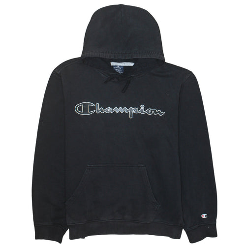 Champion Men's Black Pullover Hoodie Medium Logo Fleece Sweatshirt