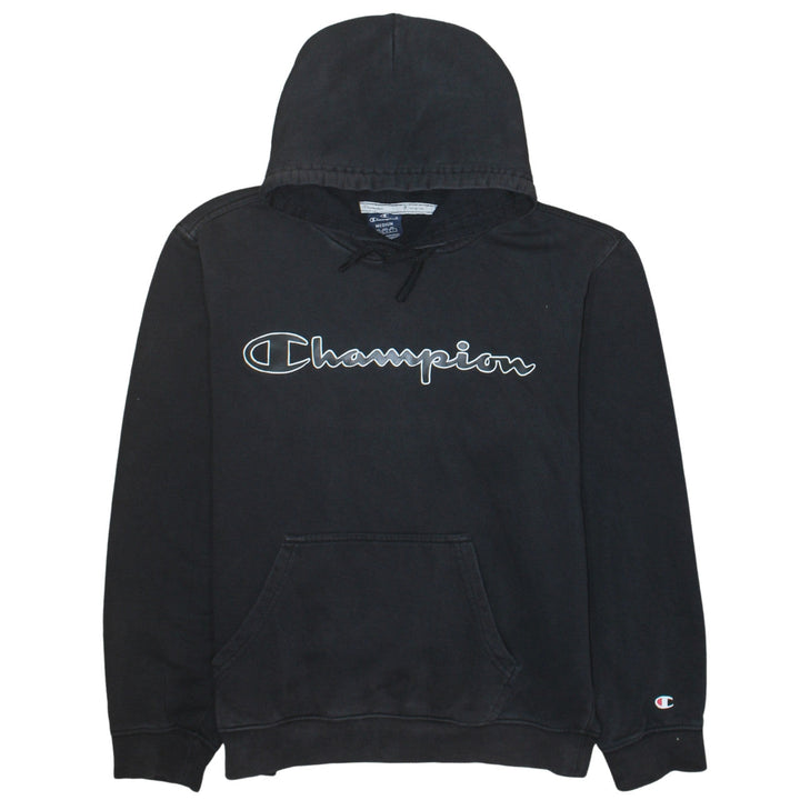 Champion Men's Black Pullover Hoodie Medium Logo Fleece Sweatshirt