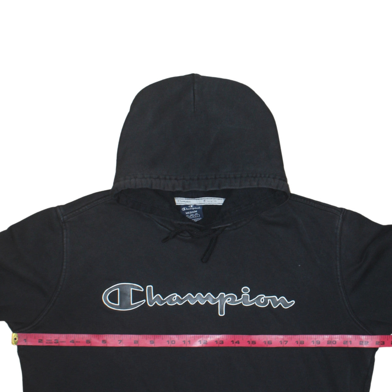 Champion Men's Black Pullover Hoodie Medium Logo Fleece Sweatshirt