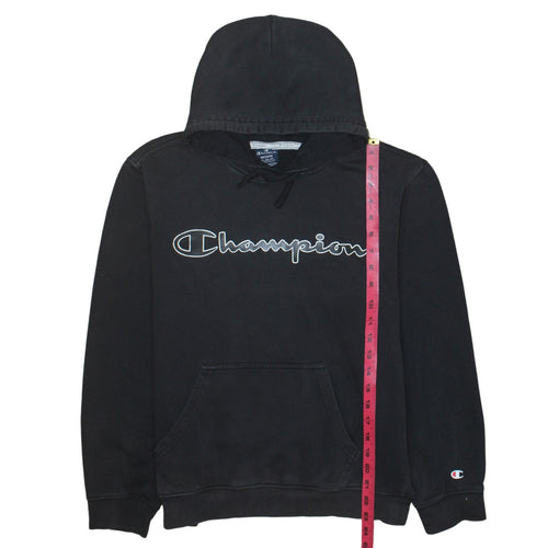 Champion Men's Black Pullover Hoodie Medium Logo Fleece Sweatshirt