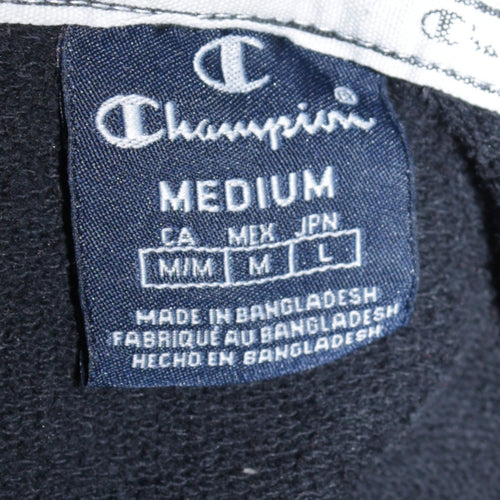 Champion Men's Black Pullover Hoodie Medium Logo Fleece Sweatshirt