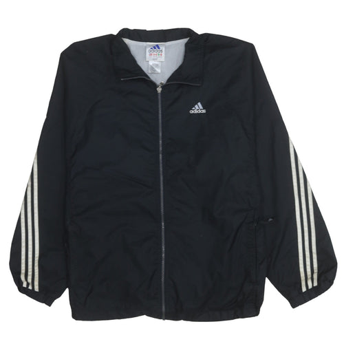 Adidas Mens Black L Windbreaker Zip Jacket Lightweight Sportswear