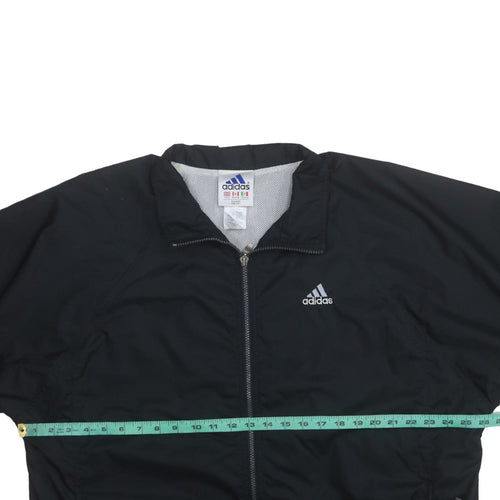 Adidas Mens Black L Windbreaker Zip Jacket Lightweight Sportswear