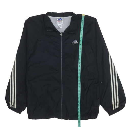 Adidas Mens Black L Windbreaker Zip Jacket Lightweight Sportswear