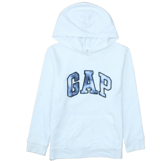 GAP Womens White L Pullover Hoodie Cotton Blend Logo Casual