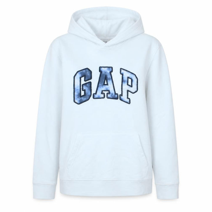 Gap Womens White L Pullover Hoodie Cotton Blend Logo Casual
