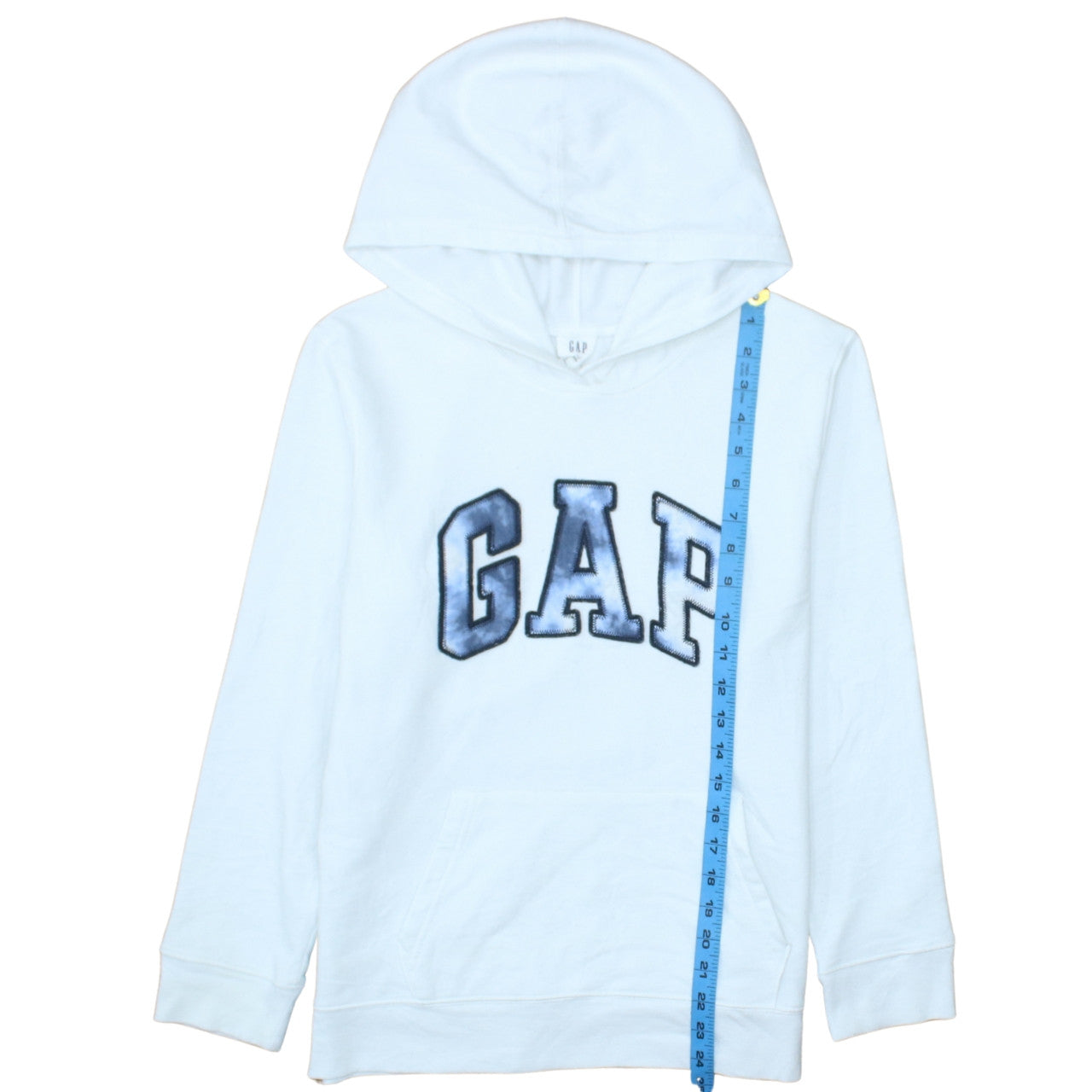 GAP Womens White L Pullover Hoodie Cotton Blend Logo Casual