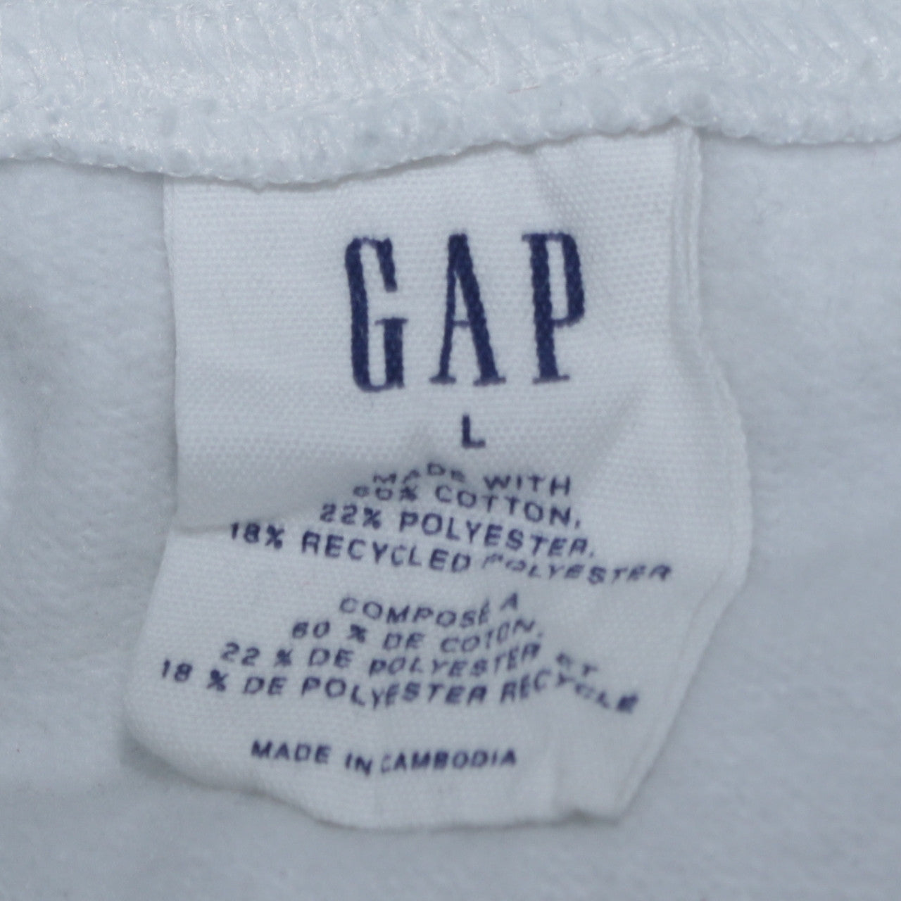 GAP Womens White L Pullover Hoodie Cotton Blend Logo Casual