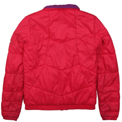 Puma Girls Red Puffer Jacket Size 14 XL Quilted Hoodless Winter Coat