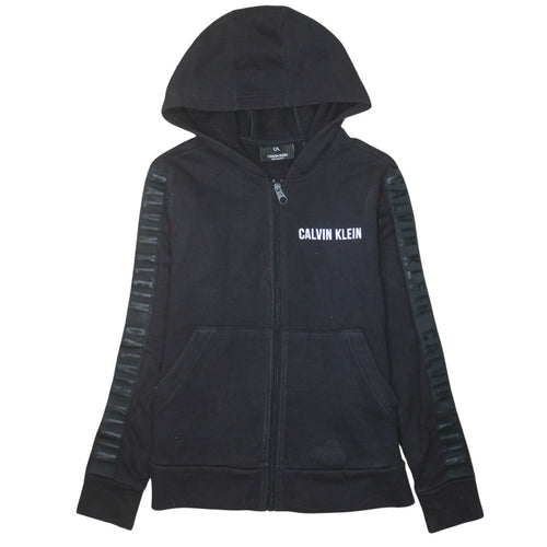 Calvin Klein Men Black Full Zip Hoodie Size S Logo Fleece
