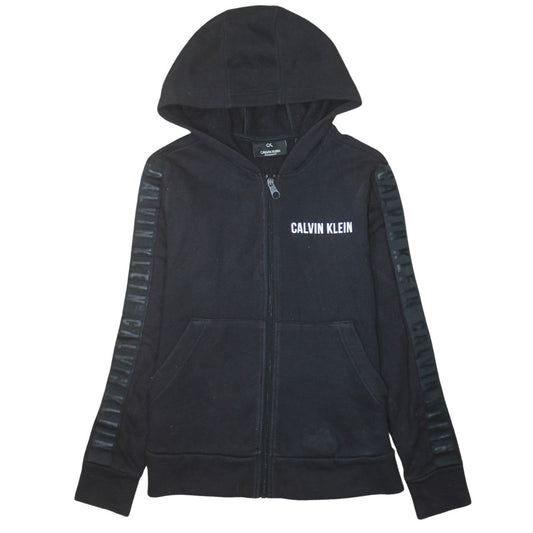 Calvin Klein Men Black Full Zip Hoodie Size S Logo Fleece