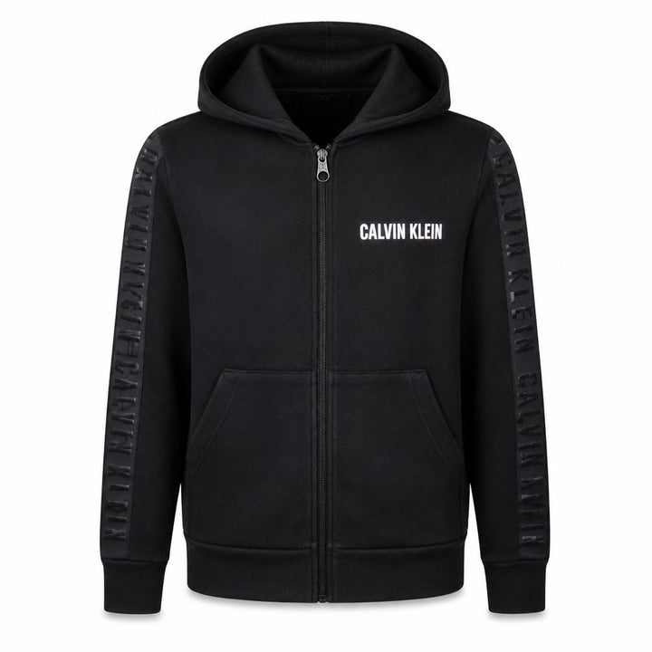 Calvin Klein Men Black Full Zip Hoodie Size S Logo Fleece