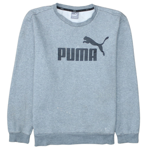 Puma Men's Grey Logo Crew Neck Pullover Sweatshirt Size L