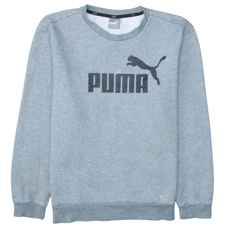Puma Men's Grey Logo Crew Neck Pullover Sweatshirt Size L