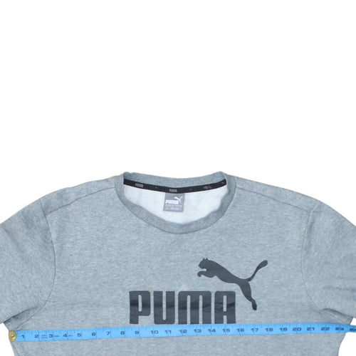 Puma Men's Grey Logo Crew Neck Pullover Sweatshirt Size L