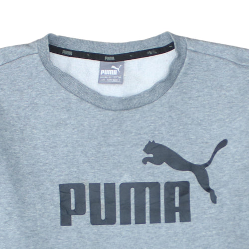 Puma Men's Grey Logo Crew Neck Pullover Sweatshirt Size L