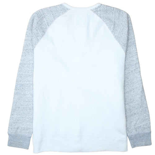 Hollister Men’s White Grey Logo Sleeve Pullover Sweatshirt XL