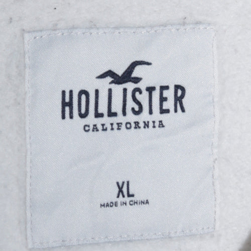 Hollister Men’s White Grey Logo Sleeve Pullover Sweatshirt XL