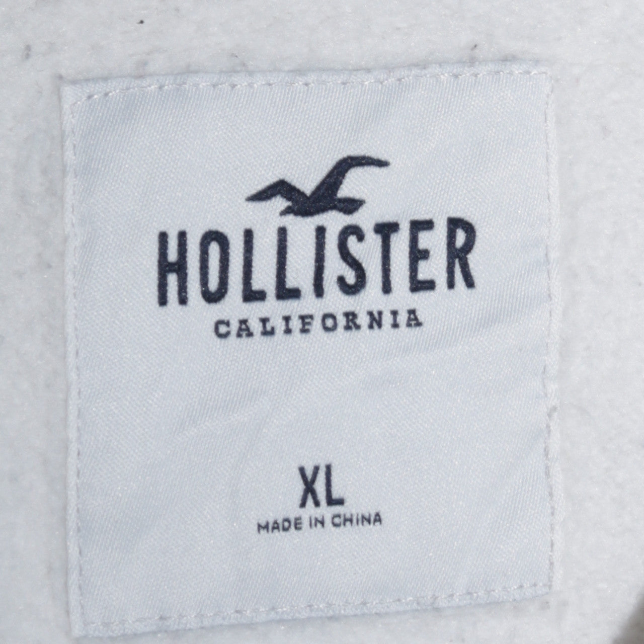 Hollister Men’s White Grey Logo Sleeve Pullover Sweatshirt XL