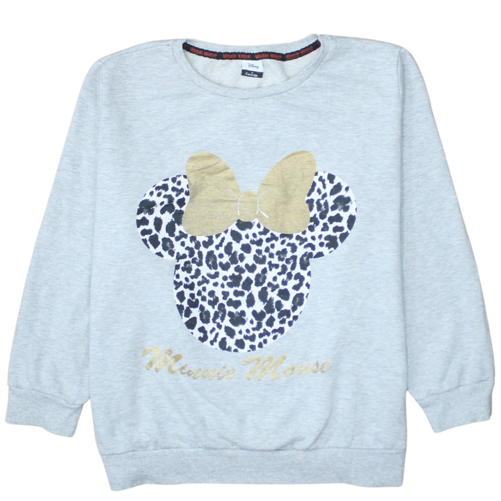 Disney at George Girls Grey Minnie Mouse Animal Print Pullover Sweatshirt XL