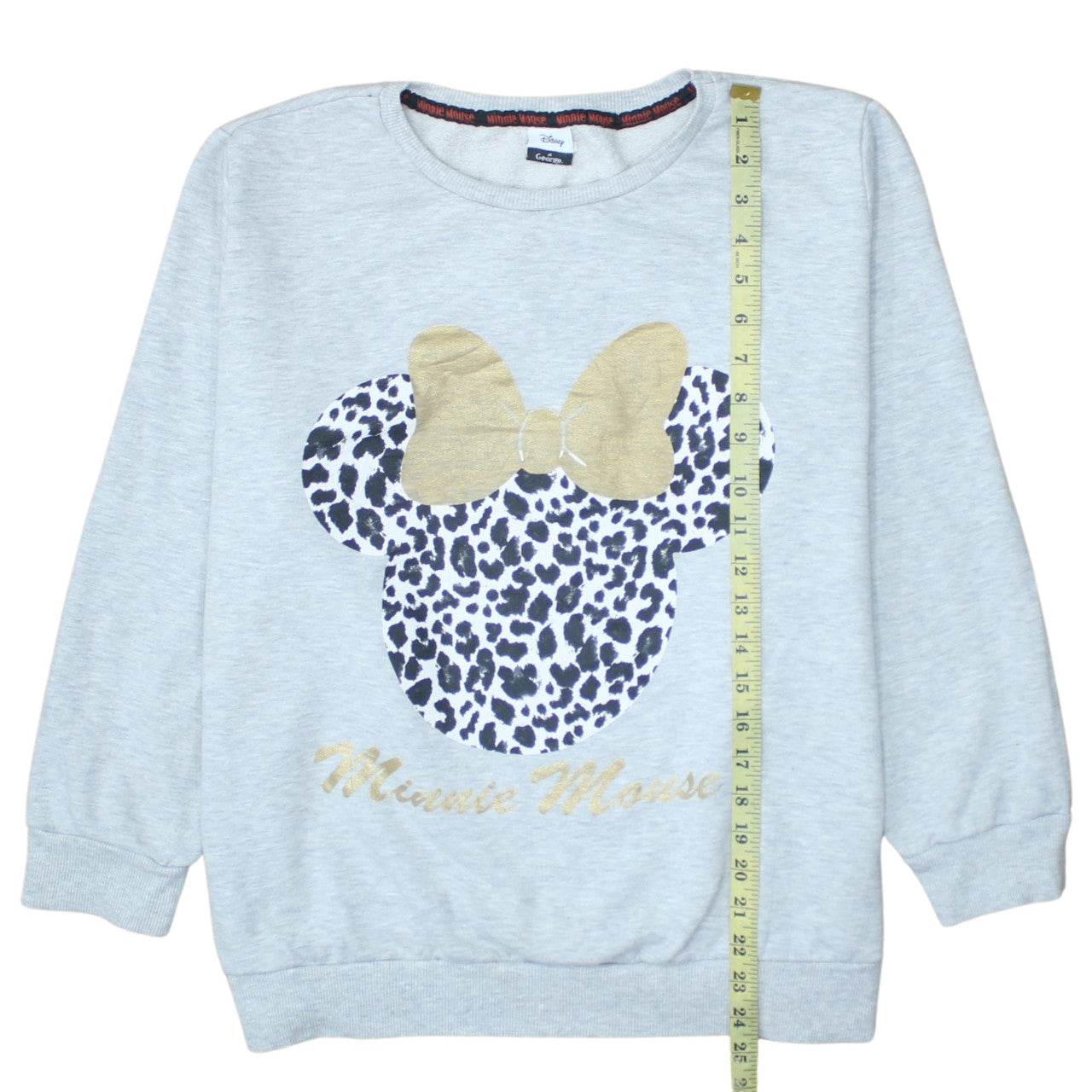Disney at George Girls Grey Minnie Mouse Animal Print Pullover Sweatshirt XL