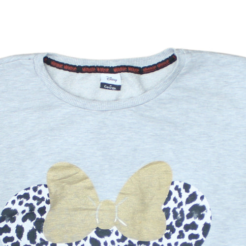 Disney at George Girls Grey Minnie Mouse Animal Print Pullover Sweatshirt XL