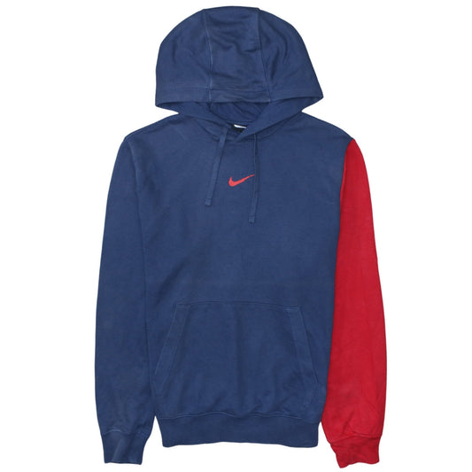 Nike Men's Blue and Red Pullover Hoodie Size S Cotton Blend