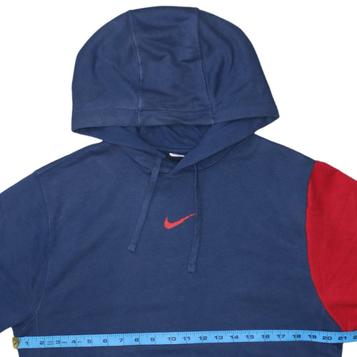 Nike Men's Blue and Red Pullover Hoodie Size S Cotton Blend